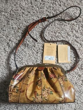 New Patricia Nash Verbania My European Trip Framed Leather Crossbody Bag